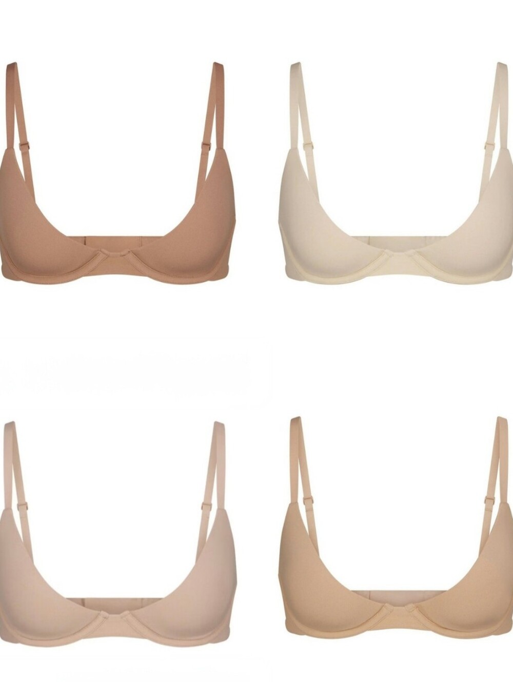 SKIMS Fits Everybody Plunge Underwire Bras Sienna Clay Mica Sand 34C SET OF 4
